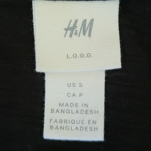 H&M LOGG Small Ruffled Black Cotton Dolman Sleeve Lightweight Dress - Picture 4 of 5